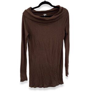 Splendid Brown Cowl Neck Long Sleeve Top — Size L